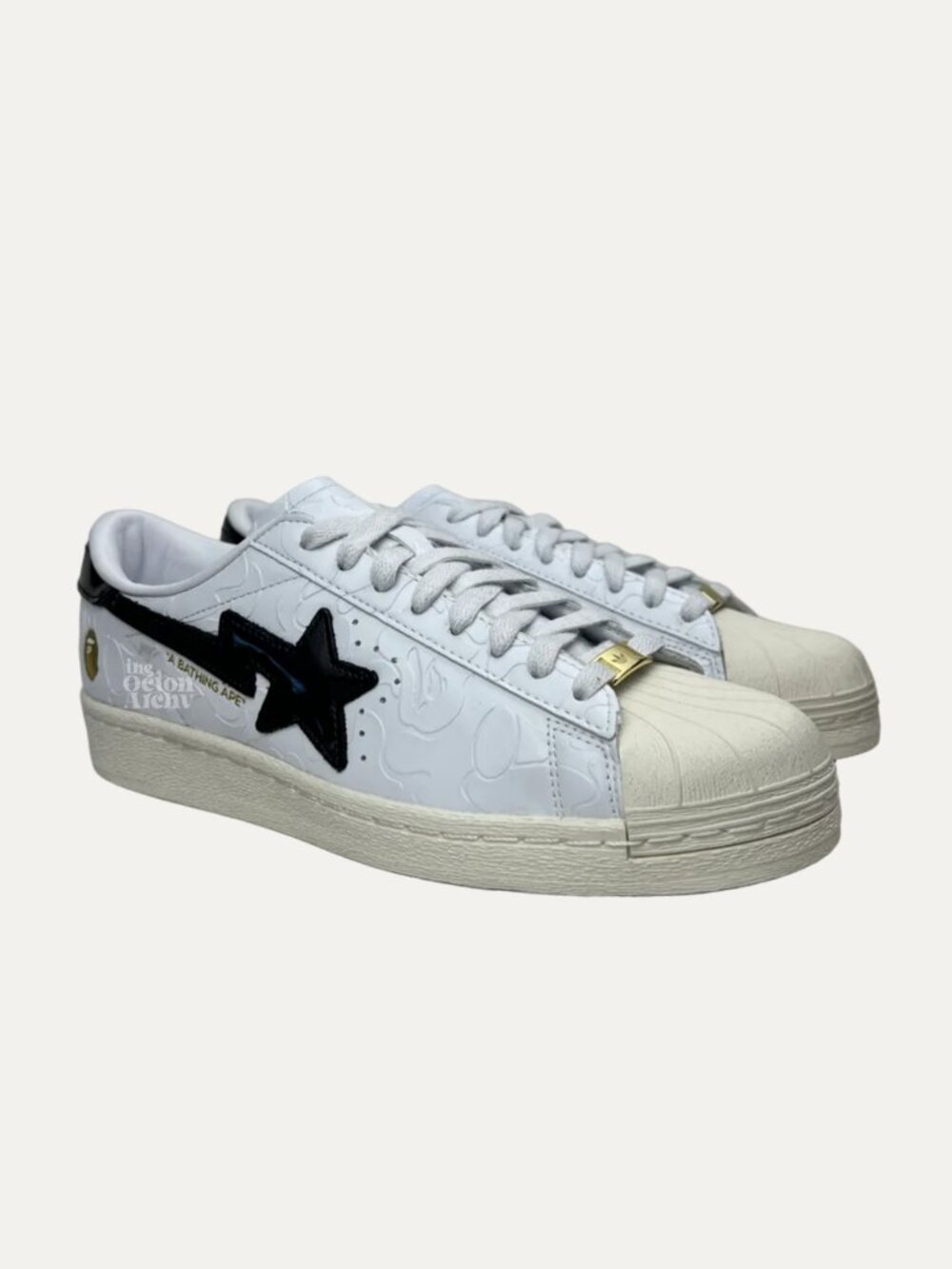 Size 10.5 BAPE x adidas Superstar Vintage 'White Black' JR2701 Pre-Owned